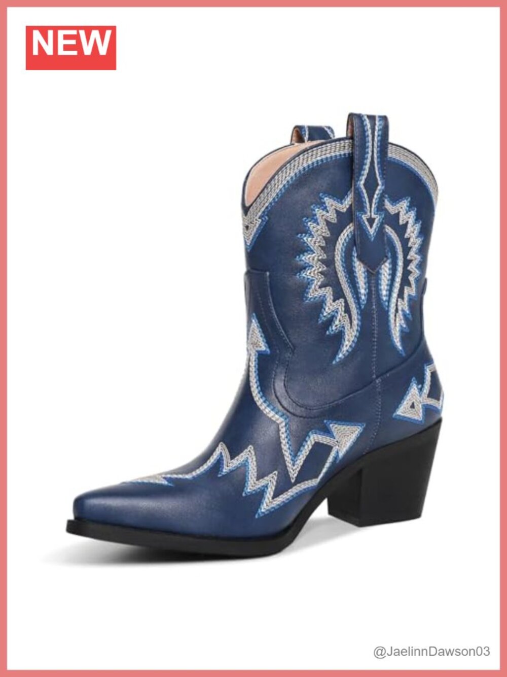 Women's Western Ankle Cowboy Boots Chunky Pointed Toe Wide Calf PU